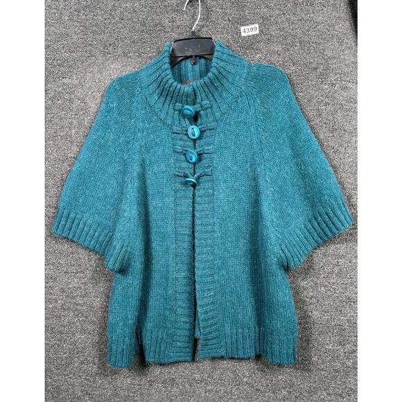 Calvin Klein Jeans Wool Alpaca Cardigan Sweater Womens XL Button-Up Blue Green - Picture 1 of 9